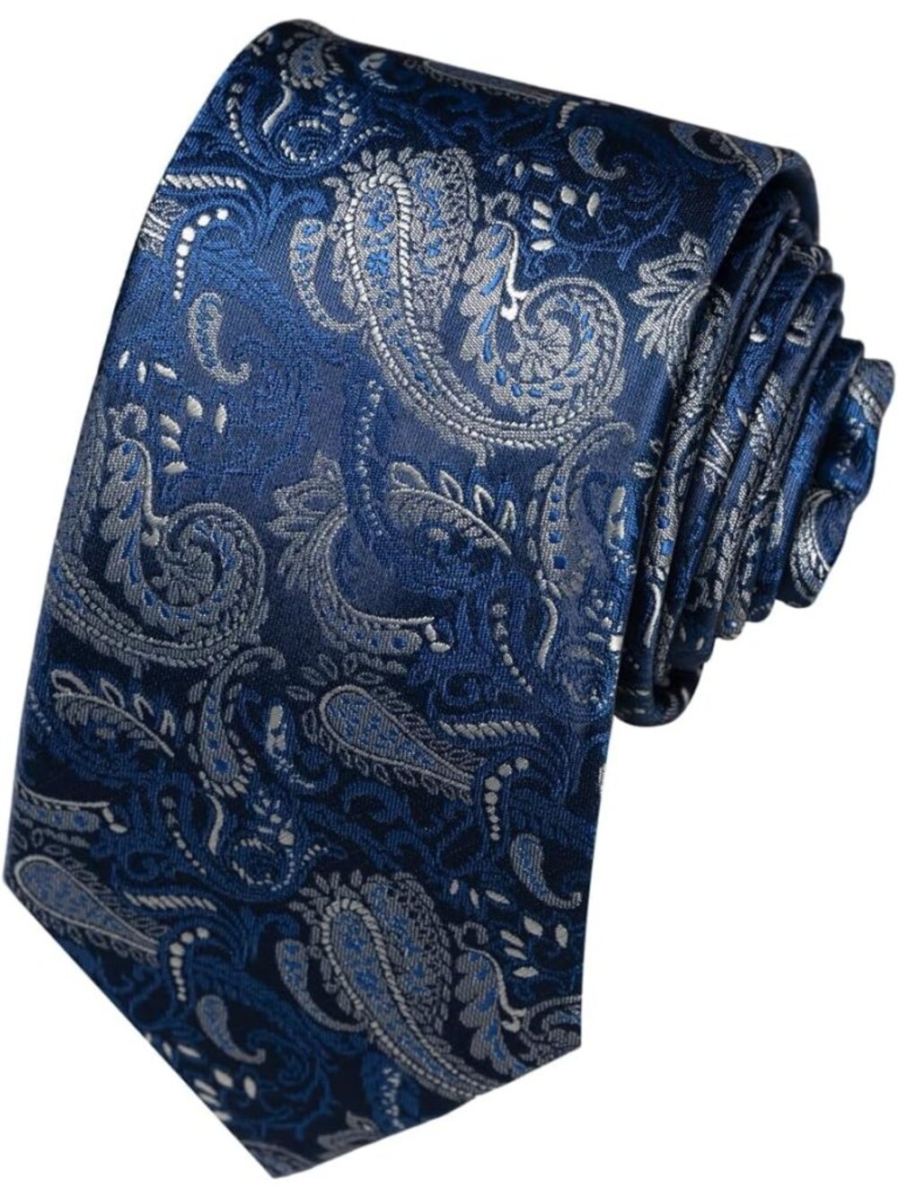 🆕Men Blue-Gray 100%Microfiber Paisley Jacquard Slim Formal Necktie For Wedding